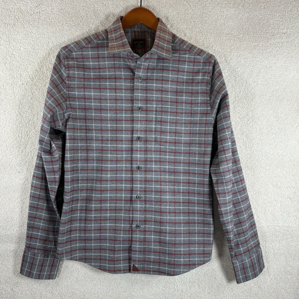 Untuckit Shirt‎ Mens Small Plaid Long Sleeve Flannel Button Outdoors Cabincore